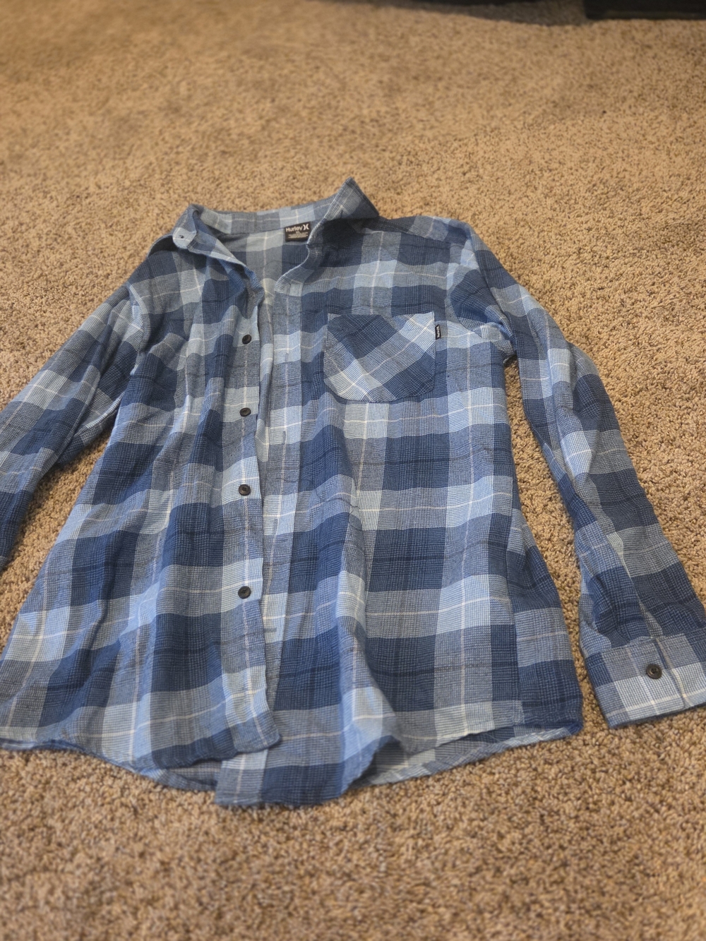 Hurley Boys Blue Plaid Button-Down Shirt